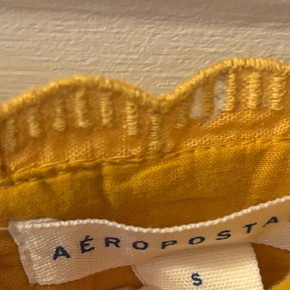 Aeropostale Yellow Daisy Floral Spaghetti Strap Mini Dress Cottage Babydoll Boho - Picture 5 of 5